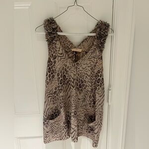 Rebecca Taylor meow mix leopard print silk blouse